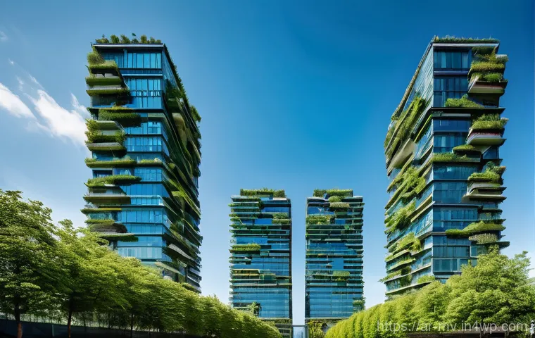 수직 숲 건물과 기후 적응 전략 - **Prompt 1: The Epiphany of a Green City**
A breathtaking, wide-angle shot of a modern city stre...