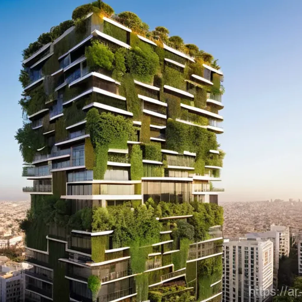 수직 숲 건물의 건축가 선정 기준 - **Prompt 1: The Visionary Architect and a Flourishing Vertical Oasis in a Modern Arab City**
"A ...