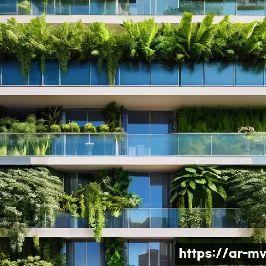 수직 숲 건물의 건축 기술 혁신 - A modern urban building facade transformed into a vibrant vertical forest in an Arabic cityscape, fe...