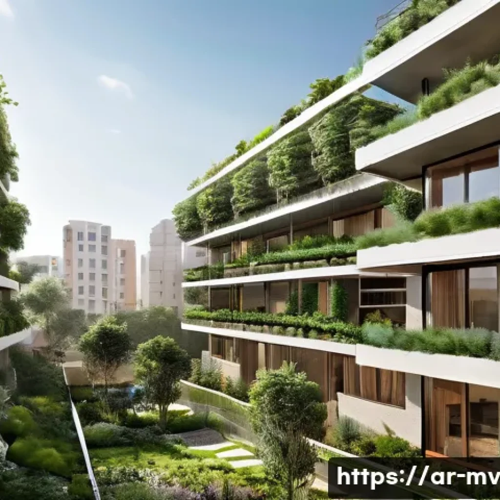 수직 숲 건물의 공간 활용 극대화 방안 - A modern vertical residential building in an urban Arabic cityscape, featuring multiple balconies lu...
