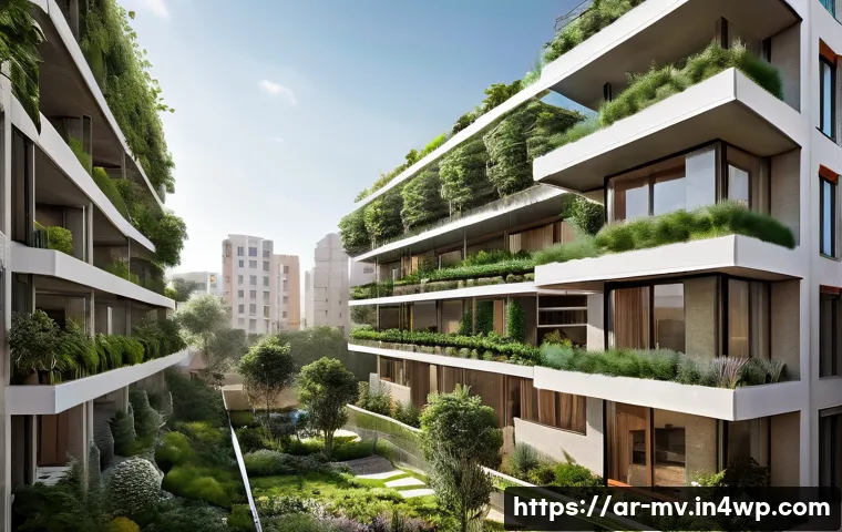 수직 숲 건물의 공간 활용 극대화 방안 - A modern vertical residential building in an urban Arabic cityscape, featuring multiple balconies lu...