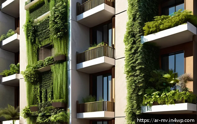 수직 숲 건물과 지역 커뮤니티의 관계 - A modern vertical green building in an urban Arabic cityscape, featuring lush hanging gardens and de...